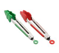 NIYANGLE 2 Pièces Pinces Alimentaires Multifonctionnelles de Noël en Acier | Manche Ergonomique, Embouts Silicone Antidérapants, Démontage Facile, pour Biscuits, Légumes, Pique-niques et Fêtes