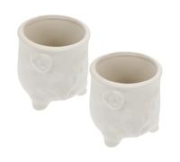 NIYANGLE 2 Pièces Pots de Fleurs en Céramique Soi-même, Blanc