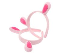 NIYANGLE 2 Pièces Serrage-tête Oreilles de Lapin Rose Portable et Léger en Plastique et Tissu pour Spa et Soins Peau Femmes Accessoire Mignon