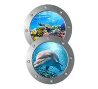 NIYANGLE 2 pièces Stickers Muraux Océan Dauphin Lot de Autocollants Muraux Décoratifs Amovibles pour Salle de Bain Chambre Salon Thème Animaux Marins