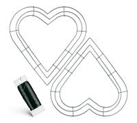 NIYANGLE 2 Pièces Support pour Couronnes en Fil de Fer de Cœur, Lot de 2 Cercles Verts 30 CM Fil de Fer Vert 35 M, Cadre Solide pour Décoration Mariage, Fête et Loisirs Créatifs