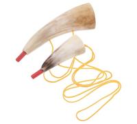 NIYANGLE 2 Pièces Trompette Viking en Corne de Bœuf Authentique, Instrument Médiéval Facile à Jouer Décor Polyvalent pour Fêtes et Cosplay Thème Viking