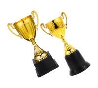 NIYANGLE 2 Pièces Trophée Mini en Plastique avec Finition Dorée Éclatante et Base Stable, pour Collections Personnelles ou Affichage sur Bureau, Résiste Décoloration