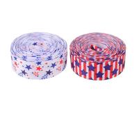 NIYANGLE 2 Rouleaux Rubans Décoratifs en Tissu à Bords Filaires pour Emballage Présent et Couronne Diy, Thème Patriotique pour Fête du 4 Juillet
