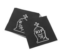 NIYANGLE 20 Pièces Serviettes en Papier Noires pour Anniversaire Fin de Vingtaine, Absorbantes et Décoratives de Pierre Tombale pour Fête Halloween Unique