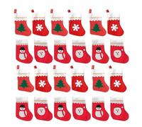 NIYANGLE 24 Pièces Petite Chaussette de Noël Décorative en Tissu pour | Suspendre pour Arbre de Noël, Usage Multi-emploi, Couleurs Classiques Festives, pour Restaurants et Échanges Style Aléatoire