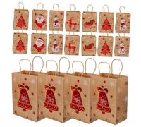 NIYANGLE 24 Pièces Sachet de Rangement de Noël Sacs Papier Kraft avec Poignées pour et