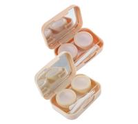 NIYANGLE 2ensembles Étui Portable pour Lentilles De Kit De Rangement Pratique pour Voyager Léger Et De Boîtes Couleur Thé