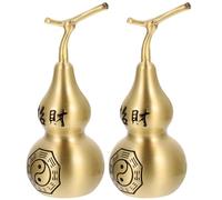 NIYANGLE 2pcs Calebasses Décoratives en Cuivre Doré Surface Lisse, Accessoires Élégants pour Décoration Intérieure de Magasin ou Bureau, Attirant la Chance et Éloignant la Malchance