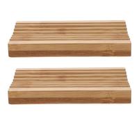 NIYANGLE 2pcs Plateau à Savonnette Bambou Porte-savonnette Ménager Léger Pratique Design Simple Lignes Douces pour Salle de Bain
