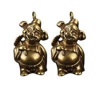 NIYANGLE 2pcs Porte-clés Pendentifs en Laiton Style Chinois pour Décoration de Voiture et Collier, Matériel Diy, Accessoires Suspendus Élégants et Originaux