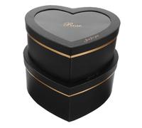 NIYANGLE 2pièces Boîte Forme De Cœur Noire Avec Couvercle Pour Découpage Peinture Et Rangement De Bijoux Pour Saint-valentin