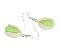 NIYANGLE 2pièces Boucles Oreilles Pendantes Forme de Pistache Bijoux Résine Amusants Thème Nourriture Uniques pour Femmes Décontractées
