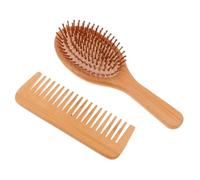 NIYANGLE 2pièces Brosse à Cheveux Naturel Brosse Plate Et Peigne Large Antistatique Pour Démêlage Sur Types De Cheveux Idéale Pour Adultes