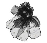 NIYANGLE 2pièces Élastiques à Cheveux Organza Avec Nœud Et Perles à Frange Pour Femmes Accessoires De Coiffure Noir Pour Cheveux Épais Et Fins