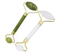 NIYANGLE 2pièces Jade pour Massage Facial Pierre Naturelle et Outil de Soin Léger et Portable Vert Blanc