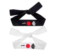 NIYANGLE 2pièces Lot de Bandeaux Japonais Style Samouraï Bandeau Entraînement de Karaté pour Homme et Sport