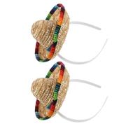 NIYANGLE 2pièces Mini Serre-tête Sombrero Mexicain Paille Accessoires de Fête pour Cinco de Mayo Bandeaux Chapeaux de Carnaval Décorations Thématiques pour Adultes
