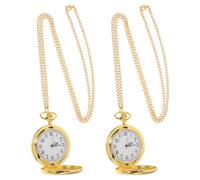 NIYANGLE 2pièces Montre De Poche à Quartz Vintage Pendentif Double Face Poli avec Chaîne pour Femme Homme Accessoire