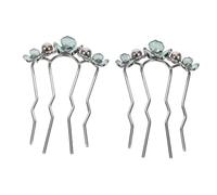 NIYANGLE 2pièces Peigne Cheveux Métal à Dents Fourchettes à Cheveux Forme de U Peignes de Coiffure avec Ornement Floral pour Mariages et Événements Formels