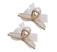 NIYANGLE 2pièces Pince à Cheveux Avec Nœud Tulle Accessoires Mode Fille Clips Antidérapants Pour Coiffure Chic