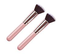 NIYANGLE 2pièces Pinceaux De Maquillage Plat Brins Pour Fond De Teint Brosse Cosmétique Rose Pour Application Facile Pour Usage Et Professionnel