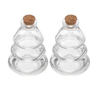 NIYANGLE 2pièces Sapin de Noël Verre Pot à Potion Bouchon Liège Petit Pot Transparent pour Loisirs Créatifs Rangement et Décoration de Fête