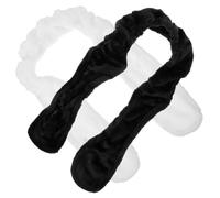 NIYANGLE 2pièces Serre-têtes Peluche Forme Lapin Bandeau Élastique Femme Accessoire Coiffure Flexible Lot de Noir et Blanc