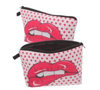 NIYANGLE 2pièces Trousse De Maquillage Portable De Voyage Cosmétique avec Imprimé Lèvres pour Rangement De Toilettage Et Accessoires De Beauté