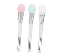 NIYANGLE 3 Pièces Brosse à Masque Visage Silicone Double Tête Applicateur Pratique pour Soins Peau Assortiment de Transparent Bleu Rose