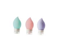 NIYANGLE 3 Pièces Flacon de Voyage Silicone Ensemble de Bouteilles Forme de Eau pour Voyage Contenants Réutilisables pour Lotion Gel et Rose Bleu