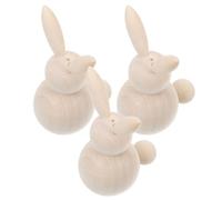 NIYANGLE 3 Pièces Lot de 3 Figurines en Bois Vierges à Peindre - Lapins Non Finition de 5 Cm - Décoration de Pâques en Bois Naturel Lisse - Activités Manuelles Créatives pour Garçon et
