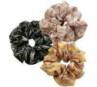 NIYANGLE 3 Pièces Lot de Chouchous Élastiques Décoratifs pour Filles Scrunchies Tissu Floral pour de Queue de Cheval Jaune Noir