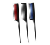 NIYANGLE 3 Pièces Peigne à Queue de Rat Peignes de Coiffure Pratiques pour Démêler et Styliser Cheveux Noir Rouge Bleu