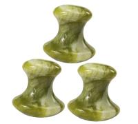 NIYANGLE 3 pièces Pierres de Massage Visage Champignon Jade Vert Portable Outils Guasha Massage Relaxant Anti-rides Circulation Sanguine Améliorée