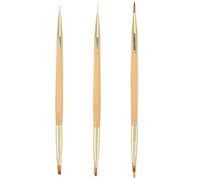 NIYANGLE 3 Pièces Pinceaux Nail Art Double-ended Stylo Sculpture Ongles Fin Manche Antidérapant pour Détails Précis et Dessin Manucure Professionnelle