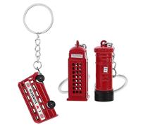 NIYANGLE 3 pièces Porte-clés Souvenir Londres Bus Britannique Cabine Téléphonique Boîte Aux Lettres de Porte-clés Voyage pour Collection et Cadeau Voyageur