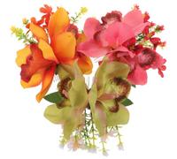 NIYANGLE 3pcs Pinces à Cheveux Orchidées Latérales en Métal avec Fleurs Hawaïennes Colorées, Design Élégant pour Coiffures Relevées, pour Occasions Spéciales