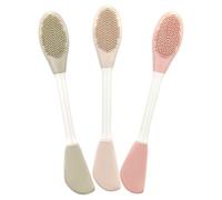 NIYANGLE 3pièces Brosse pour Masque Facial Silicone Double Extrémité avec Poignée Ergonomique pour Gommage Visage et Application de Masque Outil de Soin Visage Professionnel pour Nettoyage