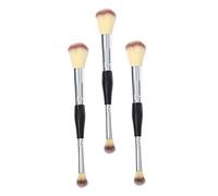 NIYANGLE 3pièces Pinceaux à Maquillage Professionnels De Double Extrémité Pour Poudre Blush Et Contouring Brosse Cosmétique Avec Fibres Synthétiques Et Poignée Robuste