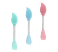 NIYANGLE 3pièces Pinceaux Silicone Pour Masque Visage Applicateur Double-embout Brosse Beauté Pratique Et Portable Pour Soins Peau Nettoyage Facile Et Multifonctionnel