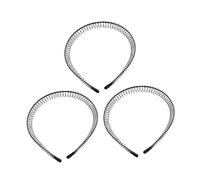 NIYANGLE 3pièces Serre-tête à Dents Rond Peigne Tressé à Ressort Accessoire Pour Cheveux Noir Lot De Bandeaux Pour Femmes