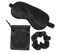 NIYANGLE 3Pièces Silk Sleep Mask Set With Hair Ties And Drawstring Pouch Travel Eye Cover For Relaxation And Comfort