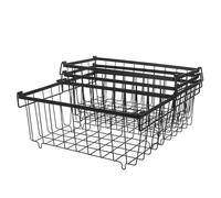 NIYANGLE 4 Paniers de Rangement en Fer Noir pour Congélateur avec Poignées Ergonomiques, Organisateur Profond Cuisine et Stockage Alimentaire, Lot de 4