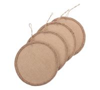 NIYANGLE 4 Panneaux de Toile de Lin Vierge Ronde 20 CM Kit Matériel de Loisirs Créatifs pour Garçon et Filles Panneaux en Toile de Jute pour Peinture à L'Huile et Décoration Murale