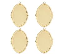 NIYANGLE 4 pièces Base Pendentif Ovale Métal Baroque pour Création de Bijoux Supports Cabochon Durables Cadres Photo Miniatures pour Colliers DIY Accessoires de Bijoux Artisanaux
