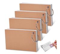 NIYANGLE 4 pièces Cartes Flash Lignées avec Anneaux Cahiers Révision Index pour Étude Prise de Notes Organisées Blanc Ligne Horizontal