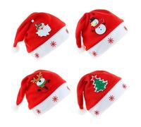 NIYANGLE 4 Pièces Chapeau de Noël Amusant pour Adulte en Feutre Rouge, | Décor Festif Classique, Accessoires Barbe Inclus, pour Photos Familiales et Soirées de Noël en Groupe