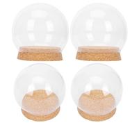 NIYANGLE 4 Pièces Dôme de Verre Rond Bouchon en Liège, Décoration de Fleur | Verre et Liège, Forme Ronde, Usage Banquet et Fête du Vin, pour Amis et Familles