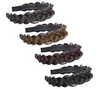 NIYANGLE 4 Pièces Lot de Bandeaux Tressés pour Filles Accessoires de Perruque Naturel pour Fêtes et Occasions Spéciales